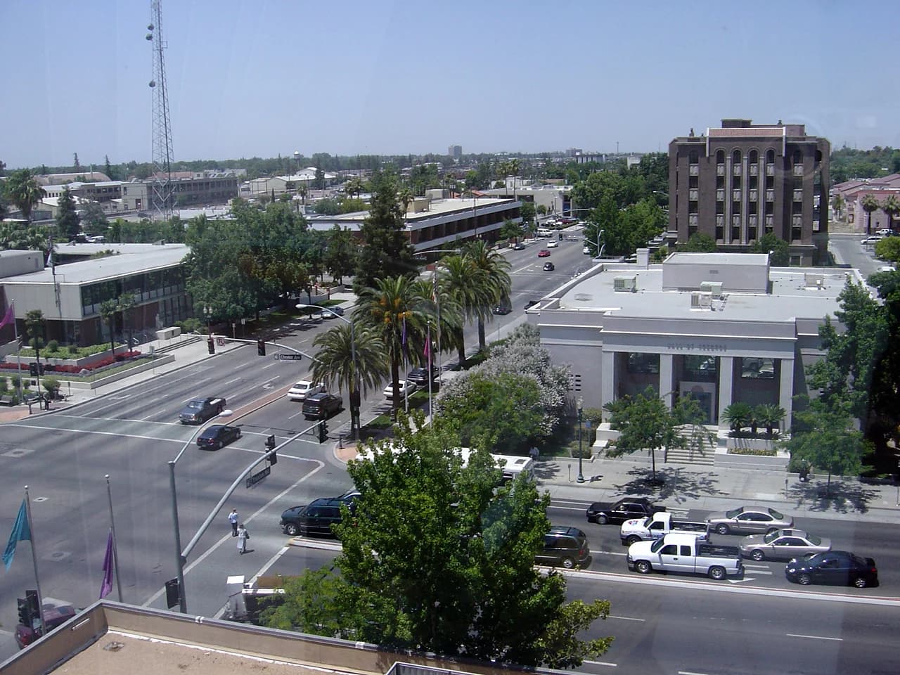 Bakersfield, California, USA. City Hall and Police Headquarters at left and Hall of Records at right.