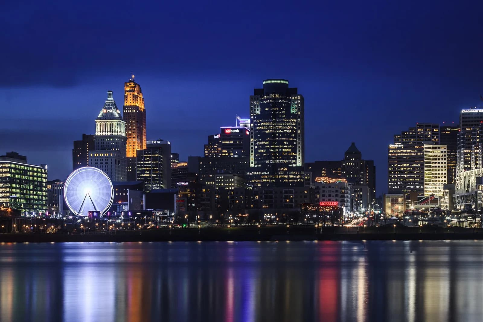 Cincinnati night skyline from Covington, January 2019 (2)